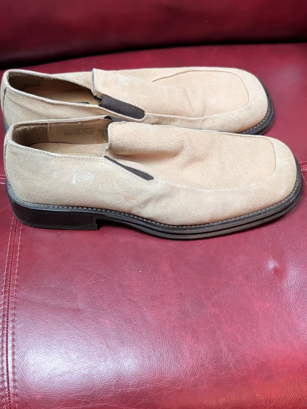 Kenneth Cole Beige Leather Suede Slip-On Loafers Dress Shoes Men's 11